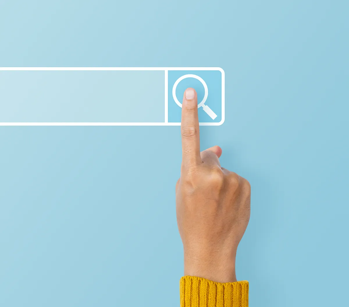 Zusaetzliche Informationsquelllen Ein Finger, der eine Schaltfläche mit einem Fragezeichen drückt